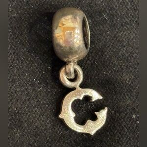 Pandora Sterling Silver initial C Dangle Charm Pendant - Silver